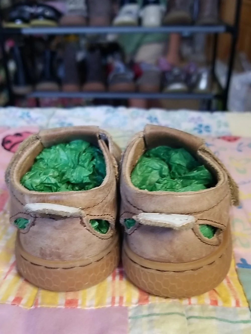 Livie & Luca Tan Brown Map-Embossed Mary Jane Baby Shoes Size 4